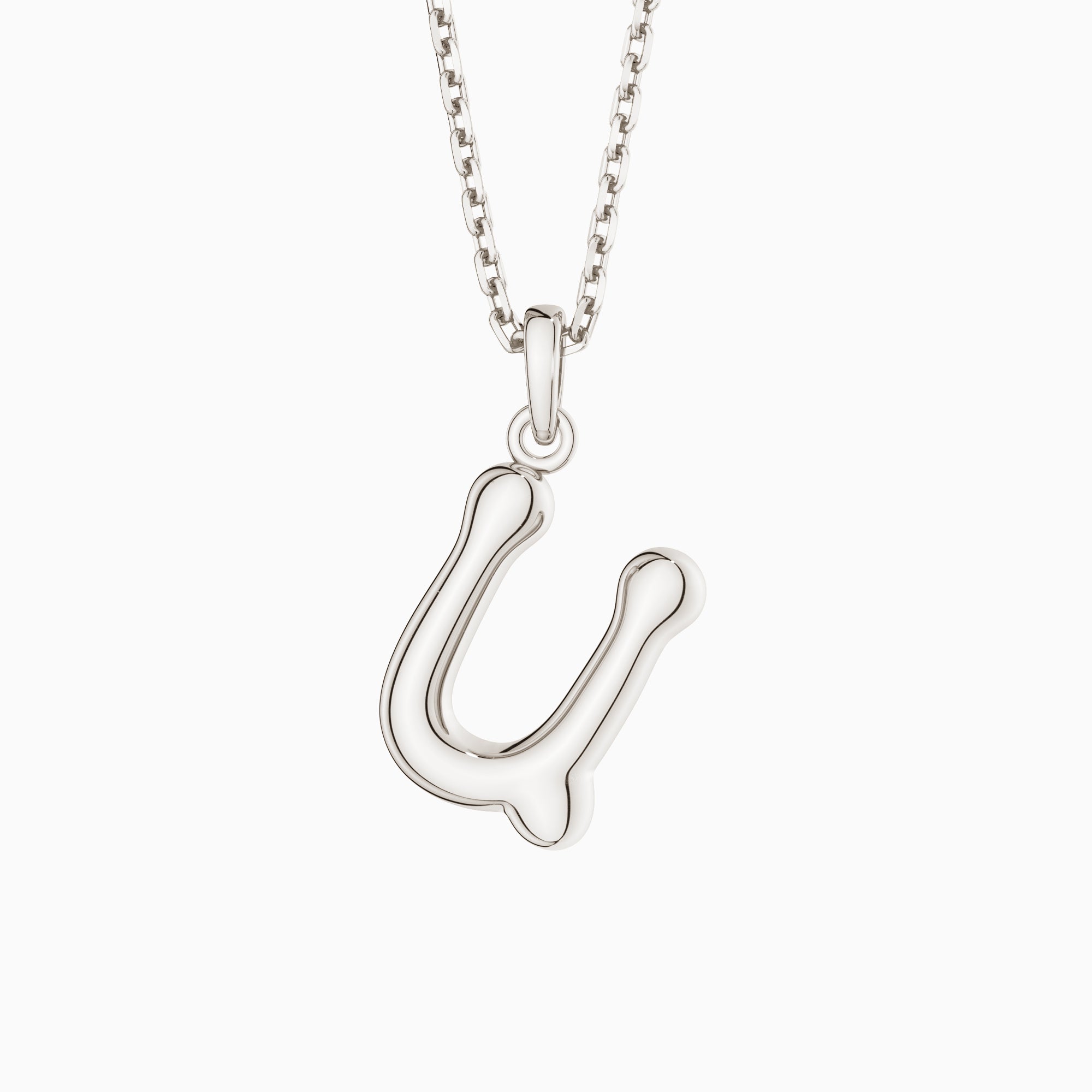 Bubble Initial Letter A-Z Pendant Necklace