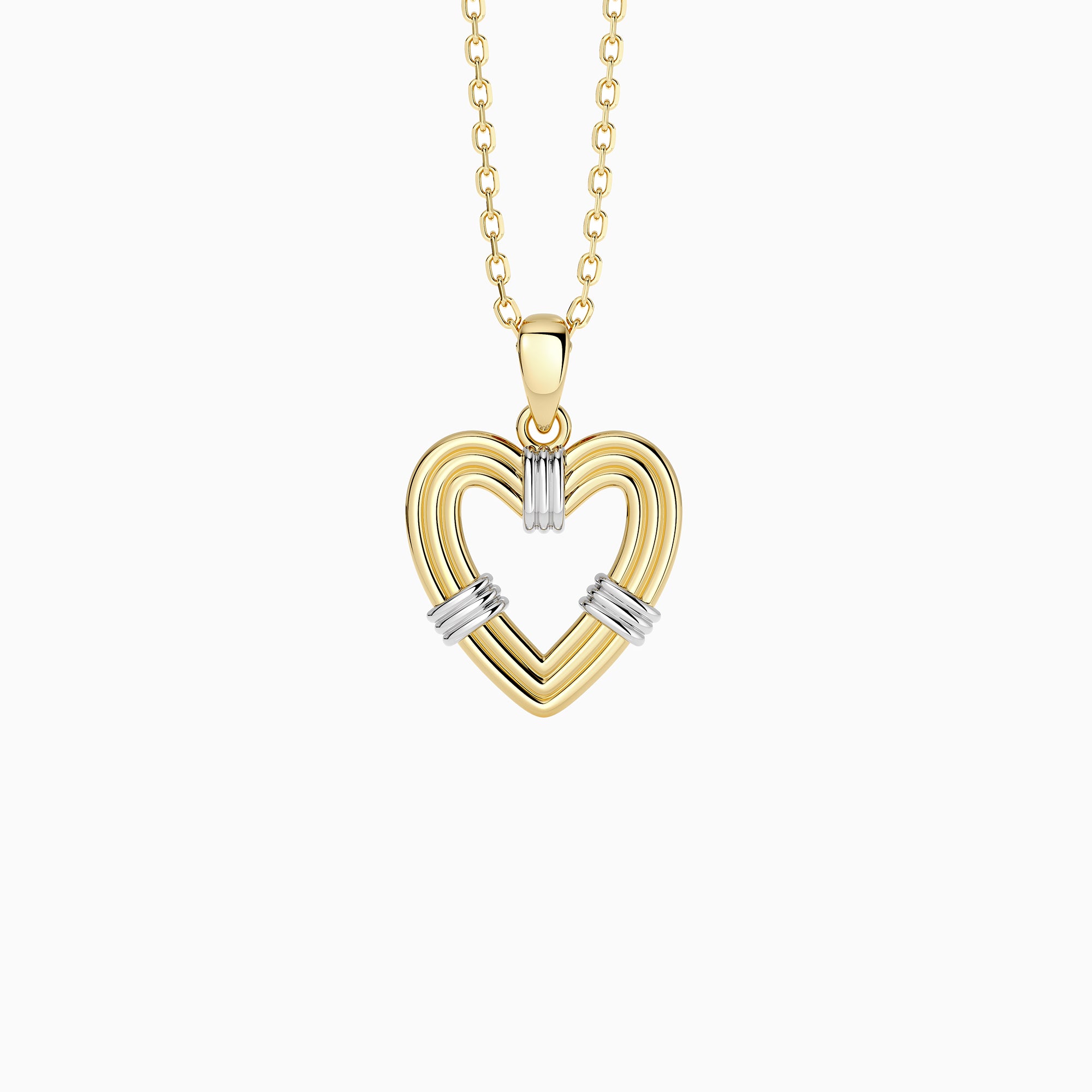 Two-Tone Knotted Heart Cord Pendant Necklace