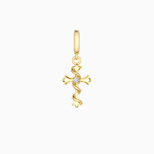 Fleur-de-Lis Thorn Cross Charm Pendant