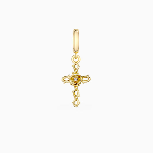 Rose Thorns Cross Charm Pendant