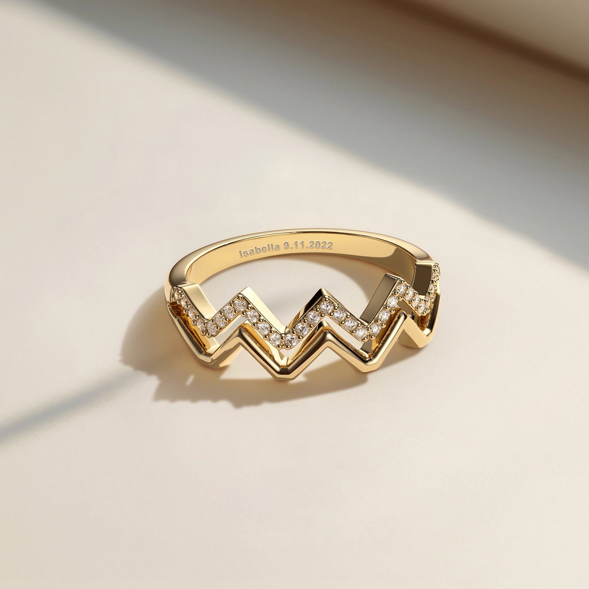 Customized Highs And Lows Wave Ring - vanimy