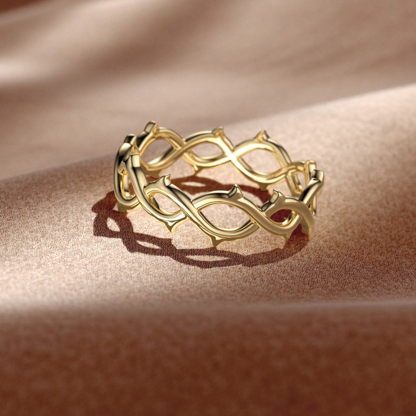 Gold Vermeil Crown of Thorns Ring - vanimy