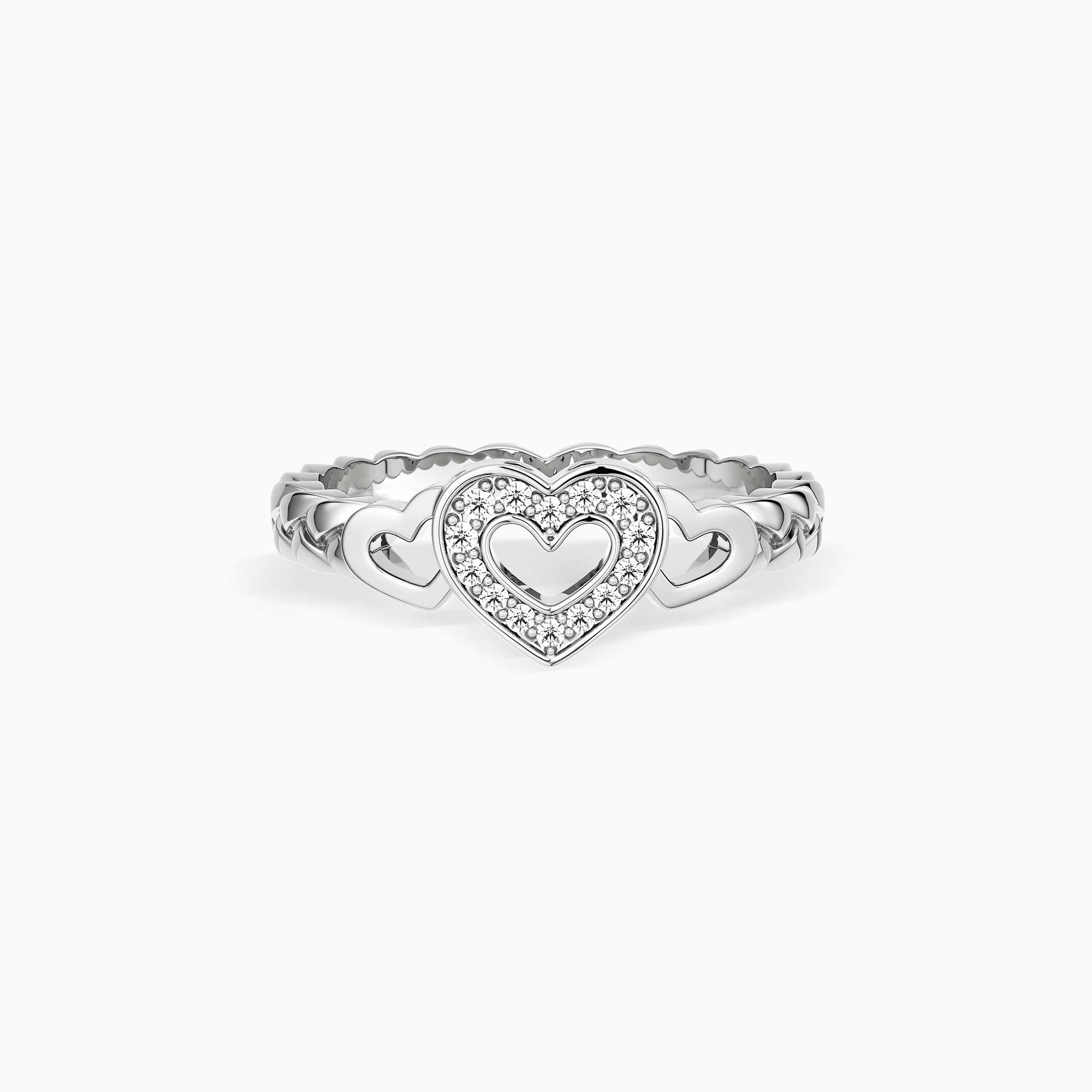 Three Hearts Love Braided Cord Ring