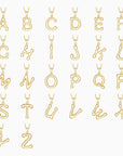 Bubble Initial Letter A-Z Pendant Necklace